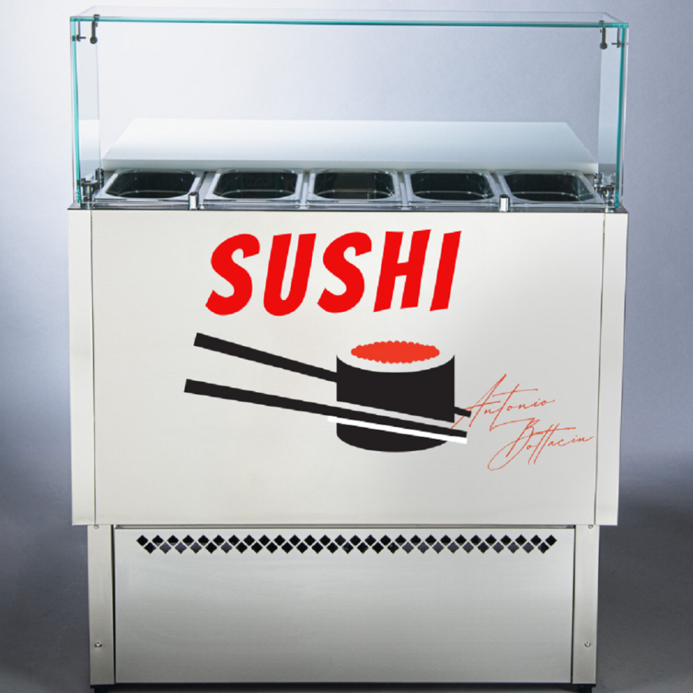 Refrigerated sushi preparation counter 1/4Station per sushi Station Made In Italy By Antonio Bottacin