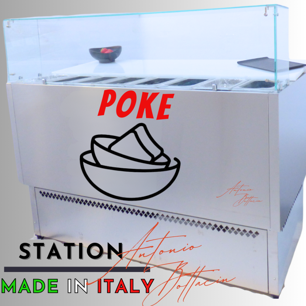 Postazione Poke 8 vaschette GN 1/4Station per pokè Station Made In Italy By Antonio Bottacin