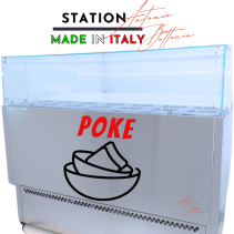 Postazione preparazione Poke 21vaschette GN 1/6 e porta salseStation per pokè Station Made In Italy By Antonio Bottacin